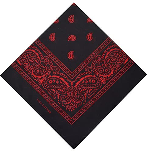 Bandana Halstuch Bikertuch Nickituch Kopftuch Baumwolle Mundschutz Piratentuch Schwarz-Rot