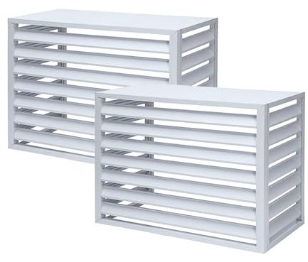 2 Paneles de Cubre Aire Acondicionado Exterior Privacidad Valla, Antirrobo, Ordena el Jardín, Protección Contra la Lluvia y el Sol(White,110cm)