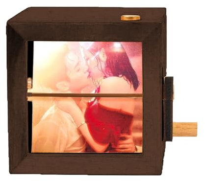 Générique Hand-Cranked Album, Desktop Picture Frame, 3,15 × 3,15 Zoll LED Light Cranked Foto, Vintage Familie und Paar Memory Keeper, Home Decoration für Frauen, Valentinstag