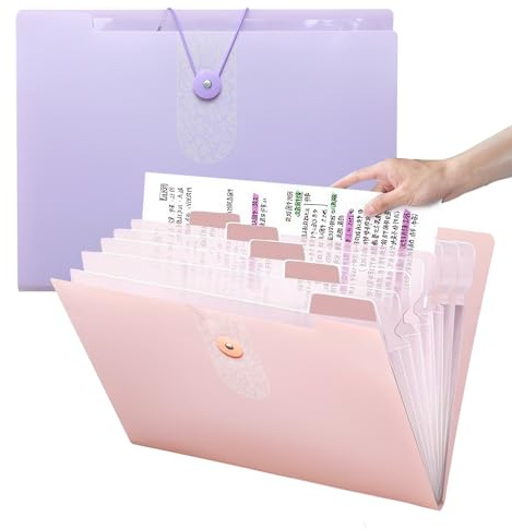 Trieur 12 Compartiments A4,2 Pièces Extensible Classeur Documents avec Etiquettes Rangement Papier Administratif,pour l'école et Bureau