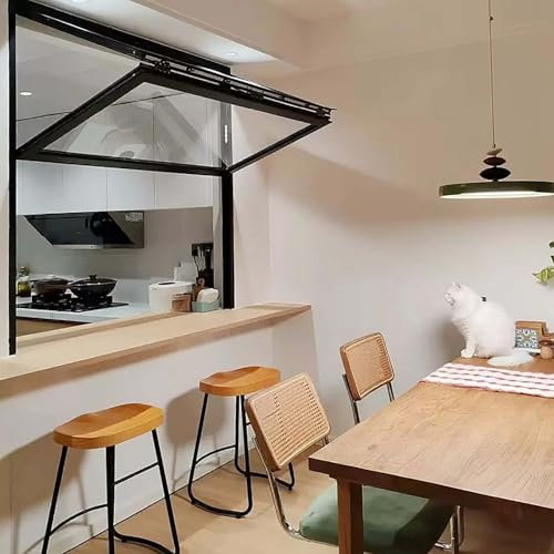 Ventana de servicio corrediza, ventana corrediza plegable con manija con cerradura, ventana de servicio para camión de comida de aleación de aluminio, ventana plegable vertical(20x24in/51x61cm)