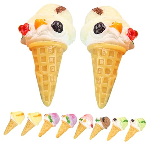 10 Stück Künstliche Eiswaffeln aus Kunstharz als Display Zubehör | Realistische Kegel Form, für Fotoeinsatz und Dekoration, Vielseitig Verwendbar als Requisiten Zufällige Farbe