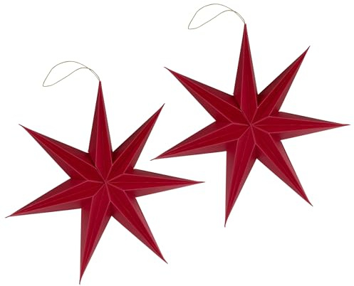 matches21 HOME & HOBBY Weihnachtsdeko Sterne zum Aufhängen Rot 2er Set - 20 cm Papier Weihnachtsbaumschmuck