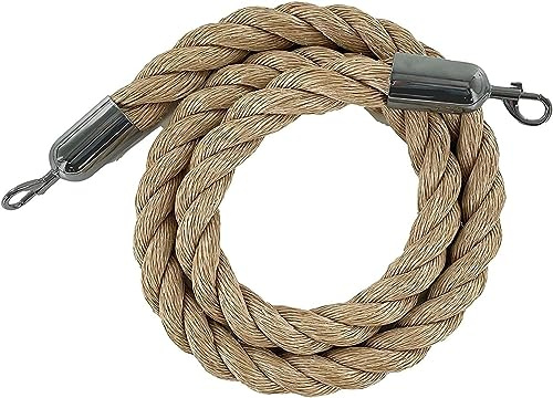 Corda intrecciata Ber con ganci a moschettone in acciaio inox, 100 cm, per controllo della folla, per la sicurezza degli eventi, uso esterno, finitura argento