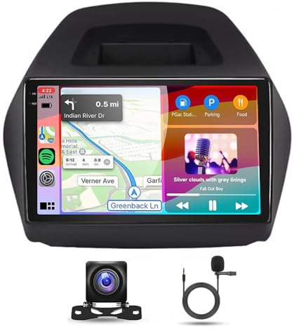 Android Autoradio 2 Din für Hyundai Tucson ix35 2010-2015 Bluetooth GPS Navigation, 10 Zoll Bildschirm Touchscreen Radio mit Wireless Carplay Android Auto DAB DSP WiFi Rückfahrkamera FM/RDS 4+64G
