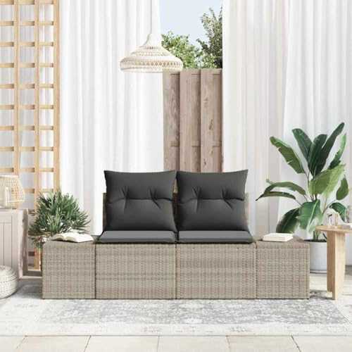 Mimdixy Garten Möbel Eckbankgruppe,Gartensofa mit Kissen Grau 123 x 62 x 69cm Poly-Rattan