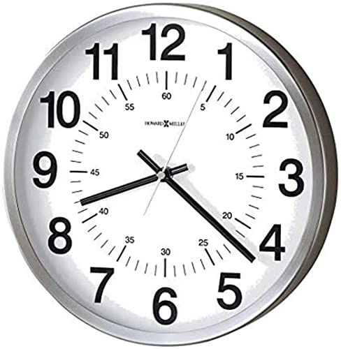 Howard Miller Easton Wanduhr 625-207 - 12-Zoll-Spun Nickel-Finish rundes Metallgehäuse, Moderne Wohnkultur, modernes Glaskristall, Quarz-Uhrwerk