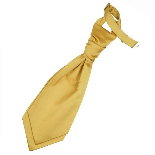 DQT Boys Plain Satin Pre-Tied Scrunchie Cravat - Wedding Pageboy Formal - Gold