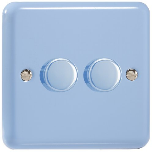 Varilight V-Pro Lily Pastel Duck Egg Blue 2 Gang LED Trailing Edge Dimmer Switch 1 or 2 Way