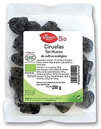 El Granero Integral - Ciruelas sin Hueso BIO - 250 g - Alto Contenido en Nutrientes - Mejoran la Salud Intestinal - Propiedades Energéticas y Calóricas - Aptas para Veganos