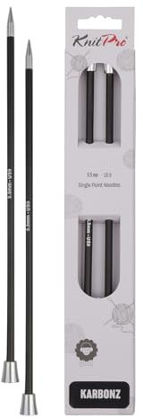 KnitPro K41261 Jackenstricknadeln, Messing, Schwarz, 5,5 mm, 2