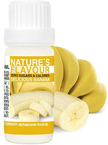 ALPHAPOWER FOOD Arôme alimentaire naturel banane délicieux I liquide - gouttes aromatisantes et édulcorant sans sucre, 1x10ml goût délicieux, vegan liquid sweetener Flavour Drops, Flavdrops