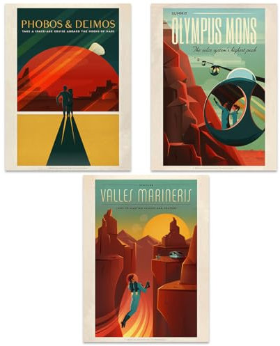 Doppelganger33 LTD Space Mars Travel Advert Pack 3 Posters 12x16 '' Unframed Art Prints