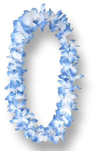 Sonia Originelli Blumenketten Hawaiiketten Party Fanartikel feiern Sommer EM WM 5 Stück Farbe: blau-Weiss verlaufend