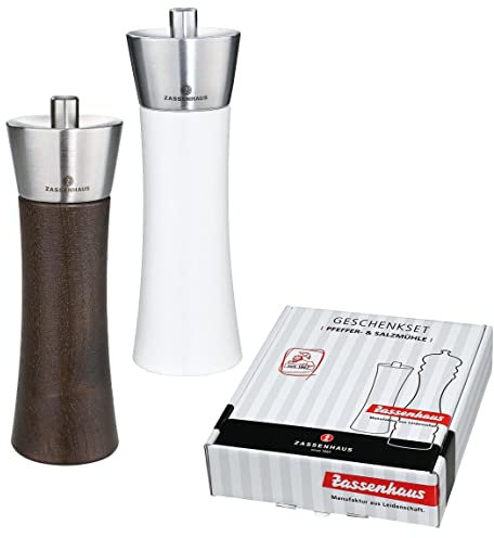 Zassenhaus Set Augsburg 18 cm Pfeffermühle & Salzmühle Dunkelbraun Weiß