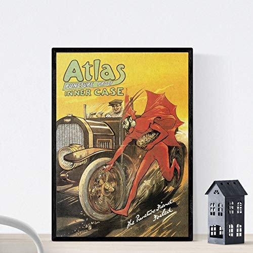 Nacnic Vintage Poster Vintage Räder Anzeige Atlas 1901. Größe A4 Rahmen