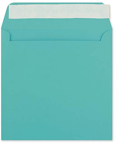 50 Quadratische Brief-Umschläge Türkis - 15,5 x 15,5 cm - 120 g/m² Haftklebung stabile Kuverts ohne Fenster - von Ihrem Glüxx-Agent