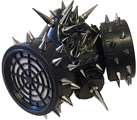 Black Sugar Maske für Kostüm, Gothic, Cyber, Gas, Punk, Steampunk, mit Spikes, Uhr für Abend, Konvention, Erwachsene, Jugendliche, Unisex, gute Befestigung, bequem, robust