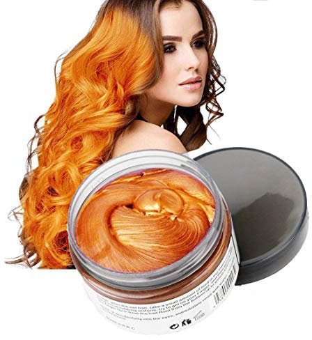 Temporäre Haarwachs Farbe, OCHILIMA Haarwachs Frisur Farbstoff Schlamm, natürliche Inhaltsstoffe Waschbare Haarstylingcreme für Männer Frauen Farbwachs 120g /4,23 Unzen (Orange)