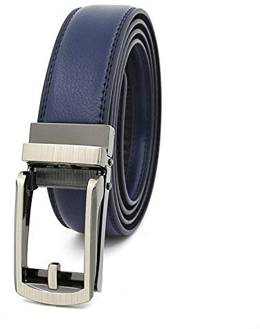 Ausuky - Cintura a cricchetto da uomo, regolabile, con fibbia automatica (blu, 110 cm)