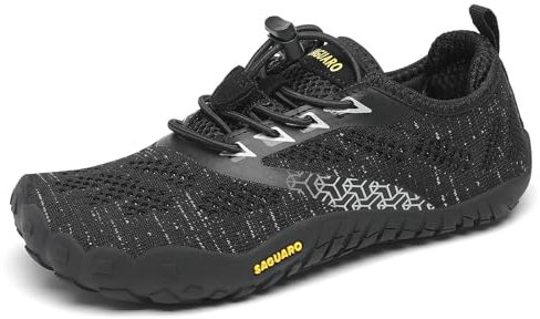 SAGUARO Barefoot Zapatillas de Trail Running Niños Niñas Minimalistas Zapatos de Deporte Antideslizantes Calzado Descalzos para Fitness Correr Montaña Senderismo Agua, Negro, 25 EU
