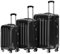 BEIBYE Zwillingsrollen 2048 Hartschale Trolley Koffer Reisekoffer in M-L-XL-Set in 15 Farben (Schwarz, Set)