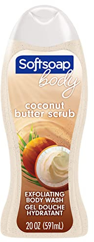 Softsoap Body Wash Exfoliating Scrub, Coconut Butter Scent, 20 oz Bottle