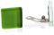 Statement Ohrclips Damen ohne Ohrlöcher • Quadratische Clip Ohrringe in Grün • Handmade Edelstahl Schmuck aus Glas • 20x20x3 mm