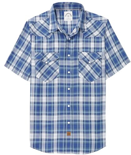 Dubinik® Fibre De Bambou Chemise Homme Manches Courtes Casual Fermeture à Pression Cowboy Vintage Western Chemisette Homme