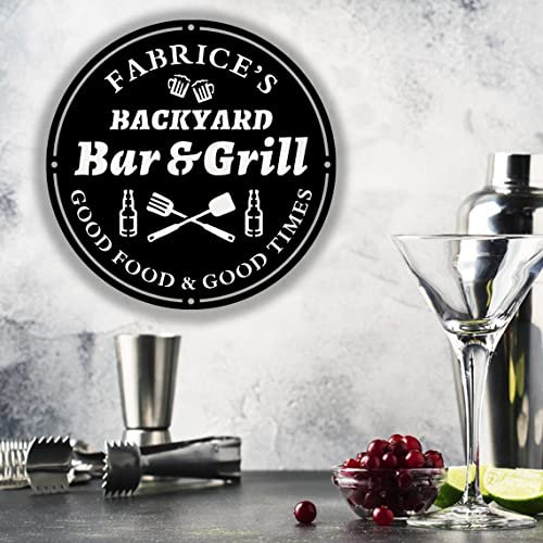 SOULSIS Personalisierte Bar und Grill Schild Metall Wandkunst | Indoor Outdoor Home Decor | Für Hausbar | Einzugsgeschenk Custom Bar Plaque Personalisiertes Metall Bar Schild