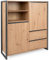Homestyle4u 2114 Kommode Sideboard Eiche Schwarz Schrank Holz Massiv Schubladen Highboard Anrichte