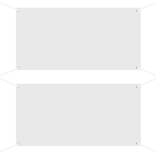 LUTER Blanko Banner zum Bemalen, 2 Stück, 0,6 m x 1,2 m, Blanko-Polyester-Banner mit 2 x 6,6 m langen Hängeseilen, für Heimwerken, Innenbereich, Außenbereich, Wandpaneele, Büroaktivitäten