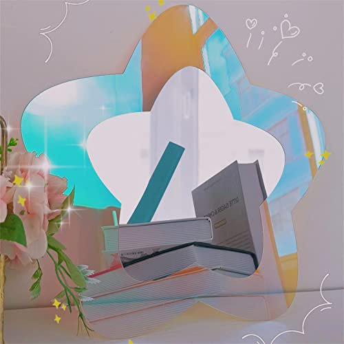 TROYSINC Wandspiegel Acryl 11.8x11.8 in, 3D Bunt Herzform Sterne Dekor Spiegel, Selbstklebend Wandspiegel, Acrylspiegel Dekor für Kinderzimmer (Sterne)