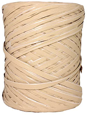 Bast auf einer Rolle, synthetisches Bast, 220 yard, Papierband, natürliches Basteln, für Geschenke, Weihnachtsblumensträuße, Dekorationen, 200 m (Natur)