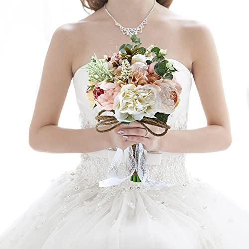 Bouquet de Mariée Mariage Rose de Soie Diamant Scintillants Bouquet de Roses Artificielles Bouquets de Mariage Bouquet de Fleurs pour Demoiselles D'honneur Fausses Fleurs pour Centres de Table