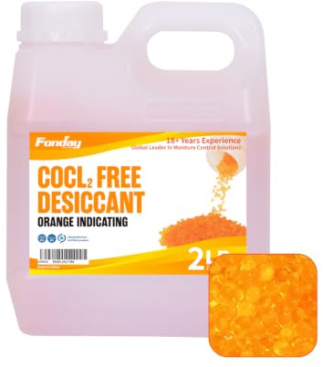 2LBS Fonday Premium Moisture Indicating Silica Gel Desiccant Beads | Rechargeable, Industry Standard Bead Size 3 to 5mm, Orange to Green