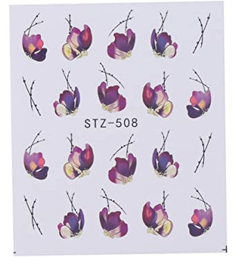 BIUDECO Flower Butterfly Nail Stickers Watermark Nail Art Decals for Women Girls Floral Decoration