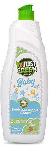 Green Organic Baby Bottle and Nipple Cleaner 750ml - Natural Formula for Baby Cleaning | Baby Bottle Wash, Nipple Cleaner Liquid, Bottle Cleaning Solution | Essential Baby Item | Pack of 1
