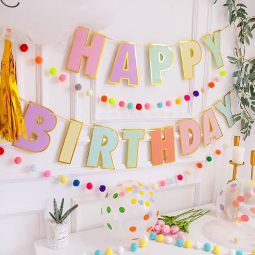 Ein Satz Happy Birthday pastell geburtstagsdeko girlande Geburtstag Banner MäDchen Junge Baby Kinder Party Deko Kindergeburtstag