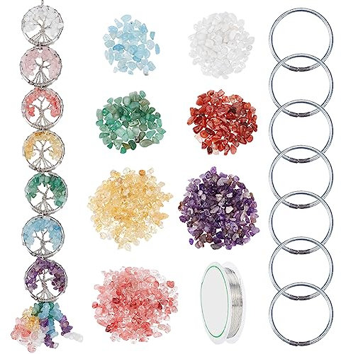 WEBEEDY DIY 7 Chakra-Steine Heilkristalle Baum des Lebens Wandbehang Ornament Dekoration Für Meditation Fenster Yoga Viel Glück Reiki Feng Shui Geschenk