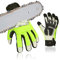 Vgo... 1 paire de gants de tronçonneuse en cuir de vache, gants de travail résistants aux coupures pour hommes, gants de travail forestier (CA9760CS)