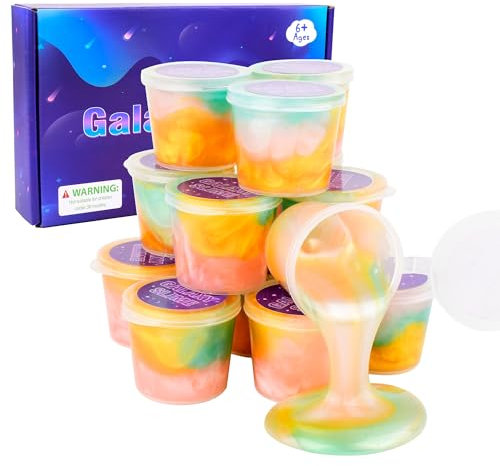 KelvSbem 15 Pack Galaxy Slime Kit, Kids Party Favor, Smooth Soft Non Sticky, Stress & Anxiety Relief Slime Toy for Girls Boys, Easter Christmas and Party Bag Fillers