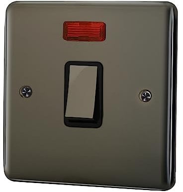 ASAB 20A Double Pole Switch with Neon Light - PGM 33704, Black Nickel, Easy to Install, High Power, Bright Neon Light, Polished Finish, Durable