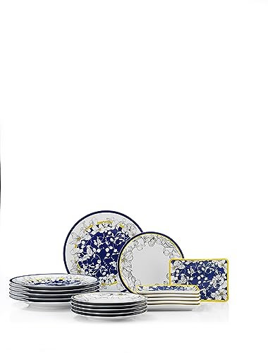 Kütahya Porzellan Zeugma Lilie Frühstücks- und Catering-Set, 18-teilig, für 6 Personen