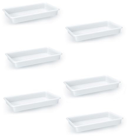Acan Tradineur - Pack de 6 bandejas rectangulares para frigorífico, Polipropileno Resistente, hostelería, Fabricadas en España - 2,1 litros -34 x 20,5 x 4,5 cm - Blanco