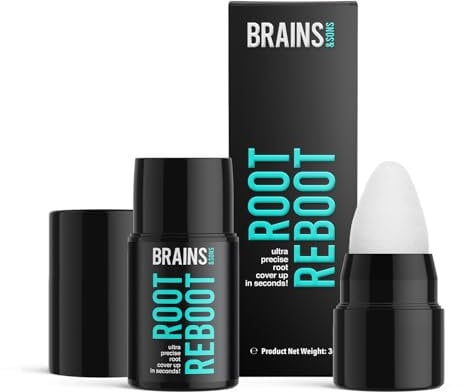 Ansatzpuder Haarpuder Stift | Haar Concealer | Haarverdichtung | präzise den Haaransatz kaschieren | Grauhaarabdeckung Schläfen und Scheitel | wasserfestes Haar Make-Up | Brains & Sons (HELLBRAUN)