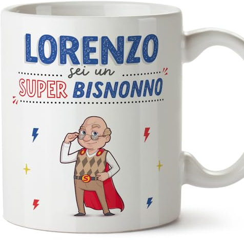 Mugffins Tazza Personalizzata in ceramica per BISNONNO 11 oz / 350 ml - In italiano - Sei Super! - Idea regalo per compleanno, anniversario, natale