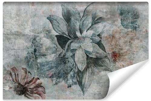 Muralo - Fototapete 3d Effekt - Selbstklebende Tapete 3d - Tapeten für Wohnzimmer Schlafzimmer - Fototapete selbstklebend - Blumen Beton-Optik Motiv - Br.460cm x Hö.300cm