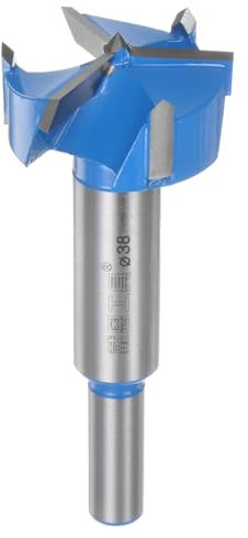 sourcing map Forstner Drill Bit 38mm (1-1/2) Upgraded 3-Cutter Tungsten Carbide Forstner Bit Opener for Hinge Wood Hole Drilling Woodworking