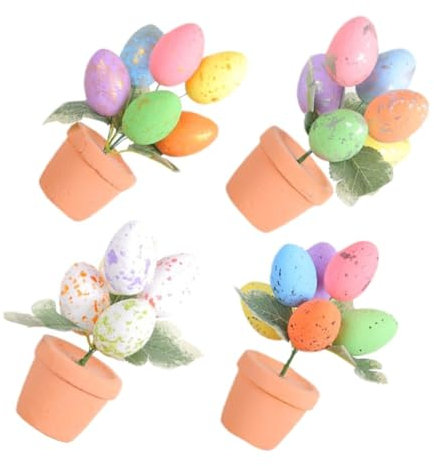 Warmhm 4stücke Teiliges Bunte -eier Bonsai Tischdekoration Kunstpflanze Für Ostern Für Partys Stilvolle Raumgestaltung